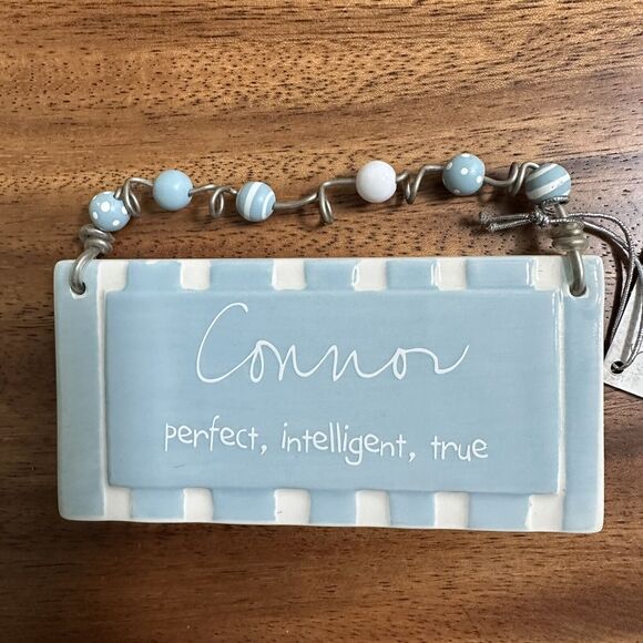 Department 56 Sandra Magsamen Boys Name Tag Ornament Decor Ceramic Plaque CONNOR - Picture 1 of 6